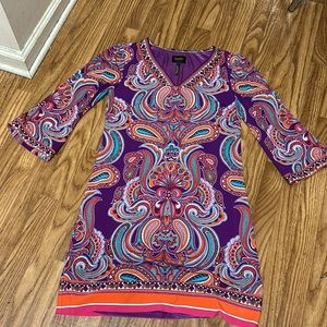 Laundry by Shelli Segal Los Angeles Paisley 3/4 Sleeve Knit Dress Sz Small
